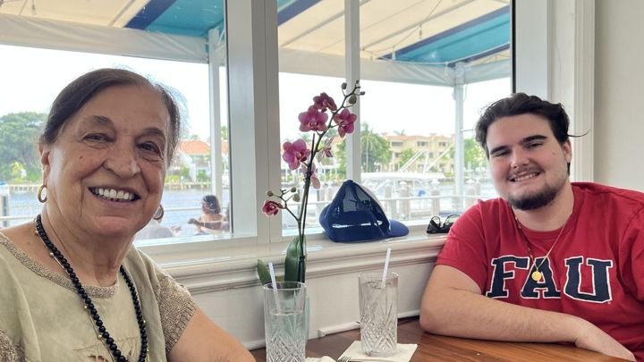 Nonna Do enjoying a waterfront lunch
