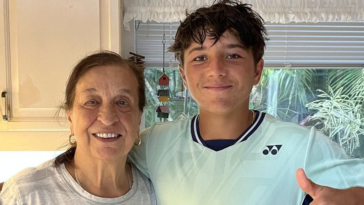 Nonna Do with her tennis-playing grandson